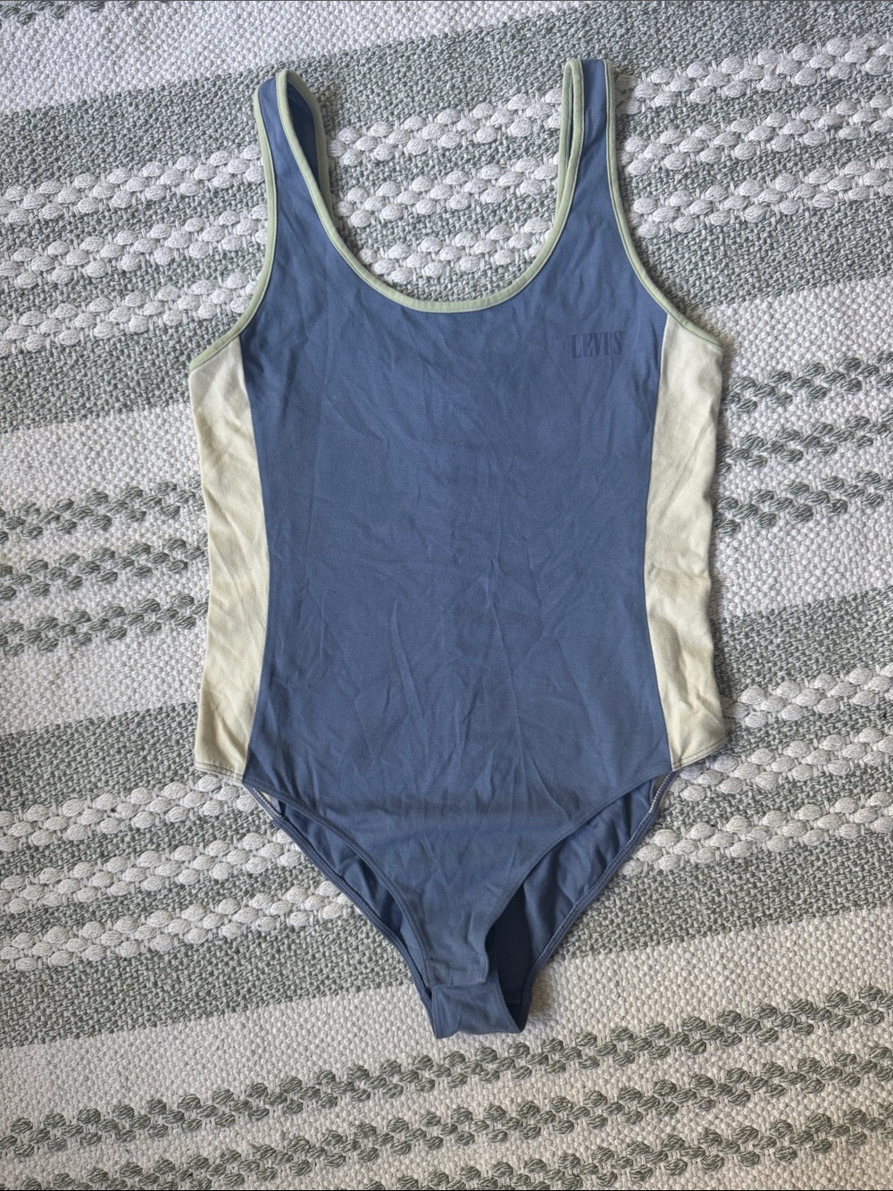 Levi's Blue and Cream with green trim Bodysuit